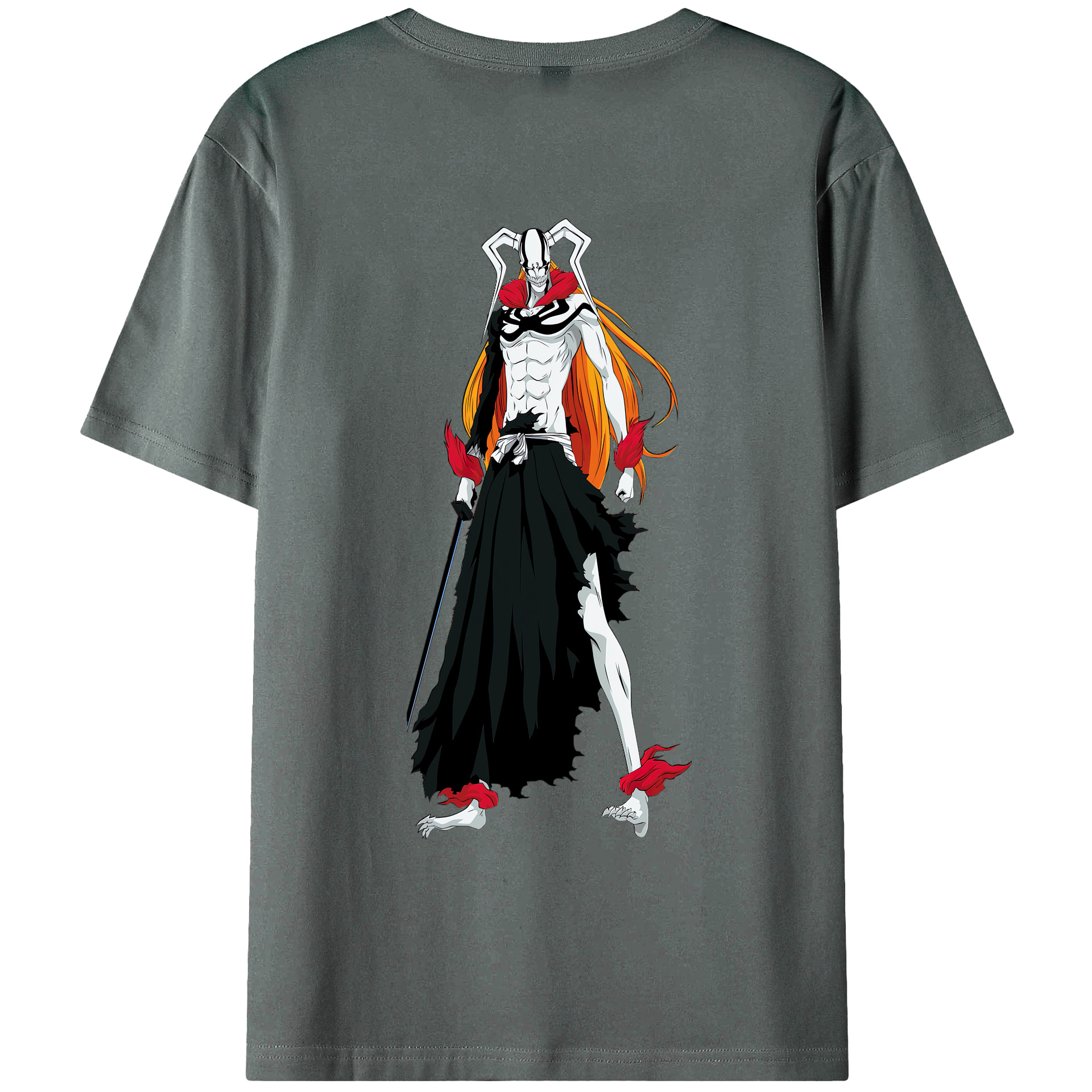 （画像用） ブリーチ 黒崎一護（くろさき いちご）BLEACH Kurosaki Ichigo 綿100％ メンズ半袖Tシャツ（バックプリント） 通気性